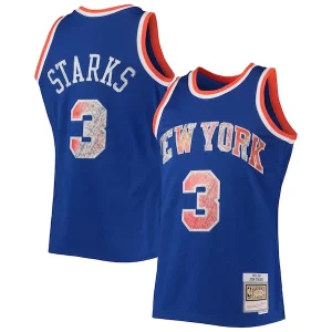 John Starks New Premium York Knicks 1991/92 Hardwood Classics NBA 75th Anniversary Diamond Swingman Jersey Blue