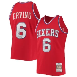 Julius Erving Philadelphia 76ers 1982/83 Hardwood Classics NBA 75th Anniversary Diamond Stylish Swingman Jersey Red