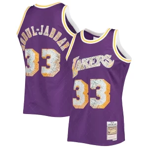 Kareem Abdul Jabbar Los Angeles Lakers 1996 Chic 97 Hardwood Classics NBA 75th Anniversary Diamond Swingman Jersey Purple