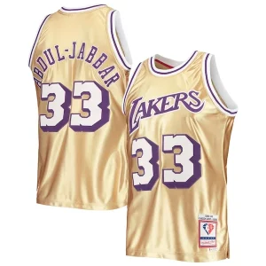 Kareem Gorgeous Abdul Jabbar Los Angeles Lakers 75th Anniversary 1983/84 Hardwood Classics Swingman Jersey Gold