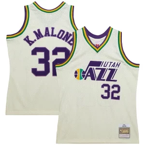 Karl Malone Utah Trendy Jazz Chainstitch Swingman Jersey Cream