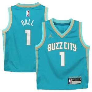 LaMelo Chic Ball Charlotte Hornets Jordan Brand Preschool 2023/24 Swingman Replica Jersey City Edition Teal