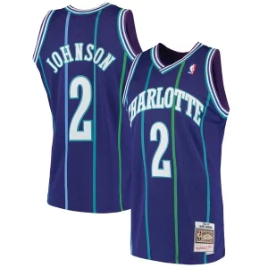 Larry Johnson Charlotte Hornets 1994/95 Hardwood Classics Swingman Jersey Purple Gorgeous