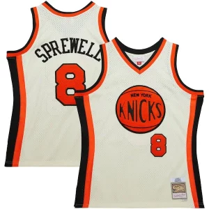 Latrell Sprewell New York Knicks Chainstitch Chic Swingman Jersey Cream