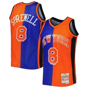 Latrell Sprewell New York Knicks Hardwood Classics 1998/99 Split Chic Swingman Jersey Blue/Orange