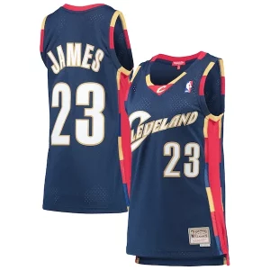 LeBron James Cleveland Cavaliers Women's Hardwood Classics Swingman Elegant Jersey Navy
