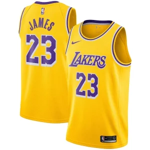 LeBron James Los Angeles Lakers Elegant Nike Swingman Player Jersey Gold Icon Edition