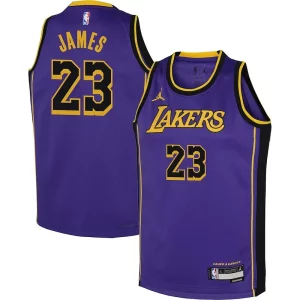 LeBron James Los Angeles Lakers Jordan Brand Youth Performance Elegant Swingman Jersey Statement Purple