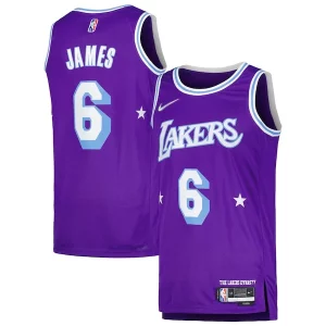 LeBron James Los Angeles Lakers Nike Swingman Player Jersey City Edition Eye - catching Purple