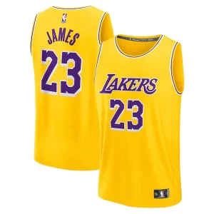 LeBron James Trendy Los Angeles Lakers Youth Fast Break Replica Player Jersey Icon Edition Gold