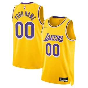 Los Angeles Lakers Nike 2021/22 Premium Diamond Swingman Custom Jersey Icon Edition Gold