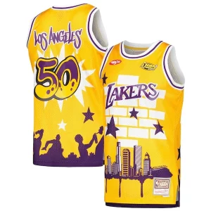 Los Angeles Lakers x Tats Cru Hardwood Classics Fashion Jersey Gold Stylish