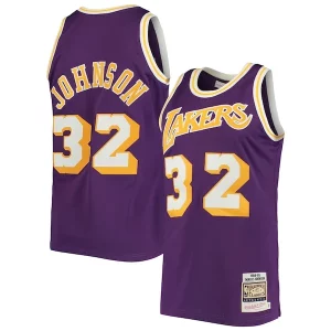 Magic Johnson Los Angeles Lakers 1984/85 Hardwood Classics Authentic Jersey Purple/Gold Trendy
