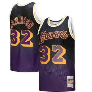 Magic Johnson Los Angeles Lakers 1984/85 Hardwood Classics Fadeaway Swingman Player Premium Jersey Purple/Black/Gold