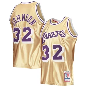 Magic Johnson Los Angeles Lakers 75th Anniversary 1984/85 Hardwood Classics Swingman Jersey Gold Fabulous