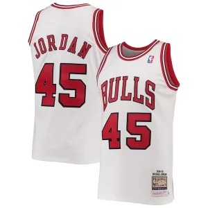 Men's Chicago Bulls Michael Jordan White 1994 95 Hardwood Classics Authentic Player Elegant Jersey