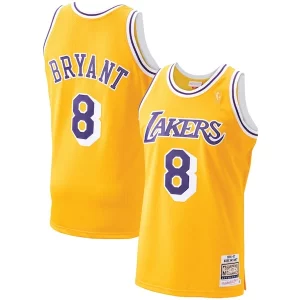Men's Stylish Los Angeles Lakers Kobe Bryant Gold 1996 97 Hardwood Classics Authentic Player Jersey