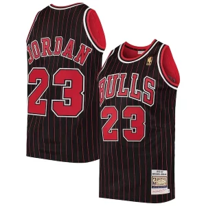 Men's Chicago Bulls Michael Fabulous Jordan Black 1996/97 Hardwood Classics Authentic Jersey