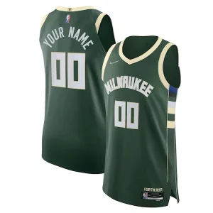 Milwaukee Bucks Nike 2021/22 Diamond Authentic Chic Custom Jersey Icon Edition Hunter Green