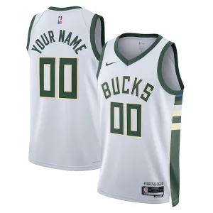 Milwaukee Bucks Nike Unisex Swingman Custom Jersey Premium White Association Edition