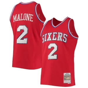 Moses Malone Philadelphia 76ers 1982/83 Hardwood Classics NBA 75th Anniversary Diamond Chic Swingman Jersey Red