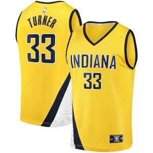 Myles Elegant Turner Indiana Pacers Fast Break Replica Jersey Statement Edition Gold