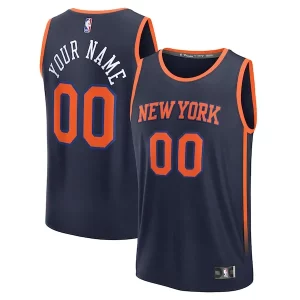 New York Knicks Custom Fast Break Jersey Navy Statement Edition Stylish