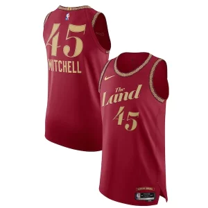 Nike Donovan Mitchell Cleveland Cavaliers Authentic Fabulous Jersey City Edition Wine