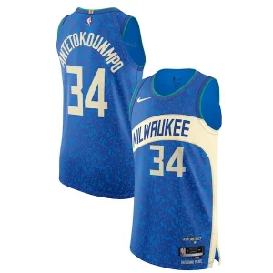 Nike Giannis Antetokounmpo Milwaukee Bucks Authentic Jersey City Premium Edition Blue