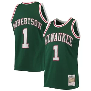 Oscar Robertson Gorgeous Milwaukee Bucks 1996/97 Hardwood Classics NBA 75th Anniversary Diamond Swingman Jersey Green