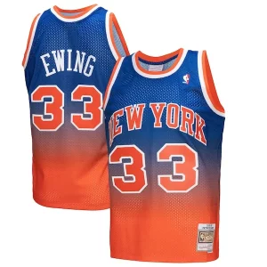 Patrick Ewing New York Elegant Knicks 1991/92 Hardwood Classics Fadeaway Swingman Player Jersey Orange/Royal