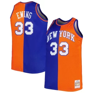 Patrick Ewing New York Knicks Big & Tall Hardwood Classics Eye - catching 1991/92 Split Swingman Jersey Blue/Orange