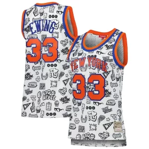 Patrick Ewing New York Knicks Women's Elegant 1991 Doodle Swingman Jersey White