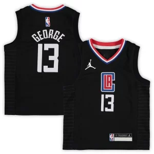 Paul George LA Gorgeous Clippers Jordan Brand Preschool 2020/21 Fast Break Replica Jersey Statement Edition Black