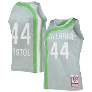 Pete Maravich Atlanta Elegant Hawks 75th Anniversary 1971/72 Hardwood Classics Swingman Jersey Silver