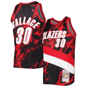 Rasheed Eye - catching Wallace Portland Trail Blazers 1999/00 Hardwood Classics Marble Swingman Jersey Black