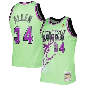 Ray Allen Milwaukee Bucks 1996 97 Hardwood Classics Reload 3.0 Eye - catching Swingman Jersey Green