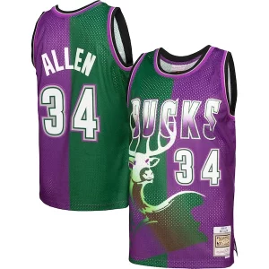 Ray Allen Milwaukee Bucks Hardwood Fabulous Classics 1996/97 Split Swingman Jersey Green/Purple