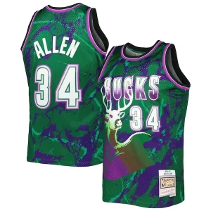 Ray Allen Milwaukee Eye - catching Bucks 1996/97 Hardwood Classics Marble Swingman Jersey Green