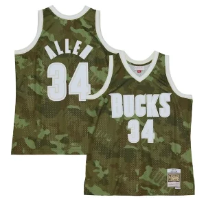 Ray Stylish Allen Milwaukee Bucks Hardwood Classics 2000/01 Ghost Green Swingman Jersey Camo