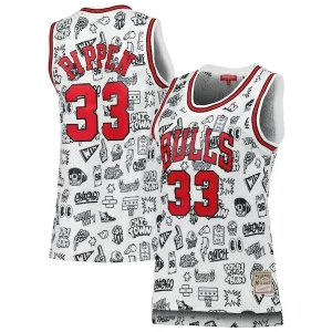 Scottie Pippen Chicago Bulls Gorgeous Women's 1997 Doodle Swingman Jersey White