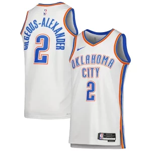 Shai Gilgeous Alexander Oklahoma City Thunder Nike Elegant Unisex Swingman Jersey Association Edition White/Blue