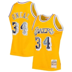 Shaquille O'Neal Los Angeles Lakers 1996 97 Hardwood Classics NBA 75th Anniversary Diamond Swingman Jersey Elegant Gold