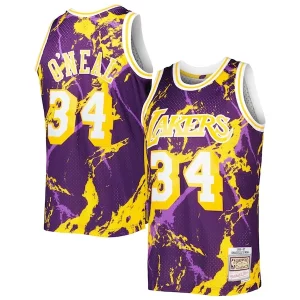 Shaquille O'Neal Los Angeles Lakers 1996/97 Hardwood Classics Marble Eye - catching Swingman Jersey Purple