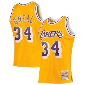 Shaquille O'Neal Los Angeles Lakers 1996/97 Hardwood Classics Swingman Eye - catching Jersey Gold/Purple/Royal