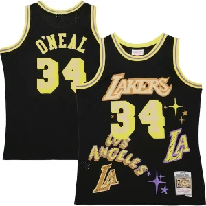 Shaquille O'Neal Los Angeles Lakers 1996/97 Swingman Sidewalk Sketch Stylish Jersey Black