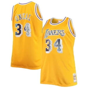 Shaquille O'Neal Los Angeles Lakers Big & Tall 1996 97 NBA 75th Anniversary Diamond Swingman Premium Jersey Gold