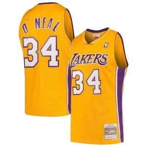 Shaquille O'Neal Los Angeles Lakers Elegant Hardwood Classics Swingman Jersey Gold