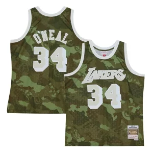 Shaquille O'Neal Los Angeles Lakers Hardwood Classics 1996/97 Ghost Green Swingman Jersey Camo Stylish