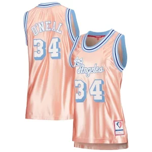 Shaquille O'Neal Los Angeles Lakers Women's Eye - catching 75th Anniversary Rose Gold 1996 Swingman Jersey Pink